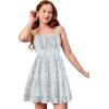 imageGirls Summer Dress Floral Ruffle Hem Spaghetti Strap Ruched Bust Cami Short Dress SundressDusty Blue