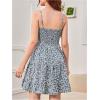imageGirls Summer Dress Floral Ruffle Hem Spaghetti Strap Ruched Bust Cami Short Dress SundressFloral Blue