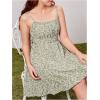 imageGirls Summer Dress Floral Ruffle Hem Spaghetti Strap Ruched Bust Cami Short Dress SundressGreen
