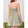 imageGirls Summer Dress Floral Ruffle Hem Spaghetti Strap Ruched Bust Cami Short Dress SundressGreen
