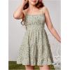imageGirls Summer Dress Floral Ruffle Hem Spaghetti Strap Ruched Bust Cami Short Dress SundressGreen