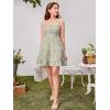 imageGirls Summer Dress Floral Ruffle Hem Spaghetti Strap Ruched Bust Cami Short Dress SundressLight Green