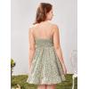 imageGirls Summer Dress Floral Ruffle Hem Spaghetti Strap Ruched Bust Cami Short Dress SundressLight Green