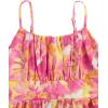 imageGirls Summer Dress Floral Ruffle Hem Spaghetti Strap Ruched Bust Cami Short Dress SundressOrange Pink