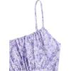 imageGirls Summer Dress Floral Ruffle Hem Spaghetti Strap Ruched Bust Cami Short Dress SundressPurple
