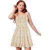 imageGirls Summer Dress Floral Ruffle Hem Spaghetti Strap Ruched Bust Cami Short Dress SundressYellow
