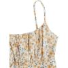 imageGirls Summer Dress Floral Ruffle Hem Spaghetti Strap Ruched Bust Cami Short Dress SundressYellow