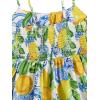 imageGirls Summer Dress Floral Ruffle Hem Spaghetti Strap Ruched Bust Cami Short Dress SundressYellow and Blue