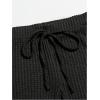 imageWomens Casual Elastic Waist Track Shorts Wide Leg Knot Front Waffle Knit Shorts Workout LoungeBlack