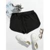 imageWomens Casual Elastic Waist Track Shorts Wide Leg Knot Front Waffle Knit Shorts Workout LoungeBlack