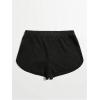imageWomens Casual Elastic Waist Track Shorts Wide Leg Knot Front Waffle Knit Shorts Workout LoungeBlack