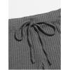 imageWomens Casual Elastic Waist Track Shorts Wide Leg Knot Front Waffle Knit Shorts Workout LoungeDark Grey