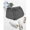 imageWomens Casual Elastic Waist Track Shorts Wide Leg Knot Front Waffle Knit Shorts Workout LoungeDark Grey