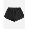 imageWomens Casual Elastic Waist Track Shorts Wide Leg Knot Front Waffle Knit Shorts Workout LoungeSolid Black