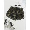 imageWomens Casual Elastic Waist Track Shorts Wide Leg Knot Front Waffle Knit Shorts Workout LoungeSolid Green