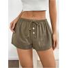 imageWomens Drawstring High Waisted Button Front Mini Shorts Loose Wide Leg Track Shorts Casual LoungeArmy Green