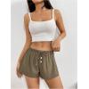 imageWomens Drawstring High Waisted Button Front Mini Shorts Loose Wide Leg Track Shorts Casual LoungeArmy Green