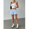 imageWomens Drawstring High Waisted Button Front Mini Shorts Loose Wide Leg Track Shorts Casual LoungeBlue