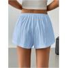 imageWomens Drawstring High Waisted Button Front Mini Shorts Loose Wide Leg Track Shorts Casual LoungeBlue