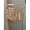 imageWomens Drawstring High Waisted Button Front Mini Shorts Loose Wide Leg Track Shorts Casual LoungeKhaki