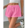 imageWomens Drawstring High Waisted Button Front Mini Shorts Loose Wide Leg Track Shorts Casual LoungePink