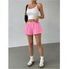 imageWomens Drawstring High Waisted Button Front Mini Shorts Loose Wide Leg Track Shorts Casual LoungePink