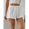 imageWomens Drawstring High Waisted Button Front Mini Shorts Loose Wide Leg Track Shorts Casual LoungeWhite