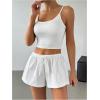 imageWomens Drawstring High Waisted Button Front Mini Shorts Loose Wide Leg Track Shorts Casual LoungeWhite