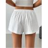 imageWomens Drawstring High Waisted Button Front Mini Shorts Loose Wide Leg Track Shorts Casual LoungeWhite
