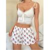 imageWomens Drawstring High Waisted Button Front Mini Shorts Loose Wide Leg Track Shorts Casual LoungeWhite Graphic