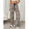 imageWomens Drawstring Waist Straight Streetwear Wide Leg Sweatpants Casual Loose Baggy Workout Long Summer PantsApricot