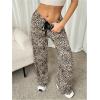 imageWomens Drawstring Waist Straight Streetwear Wide Leg Sweatpants Casual Loose Baggy Workout Long Summer PantsApricot