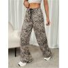 imageWomens Drawstring Waist Straight Streetwear Wide Leg Sweatpants Casual Loose Baggy Workout Long Summer PantsApricot