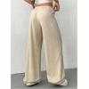 imageWomens Drawstring Waist Straight Streetwear Wide Leg Sweatpants Casual Loose Baggy Workout Long Summer PantsApricot Plain