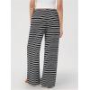 imageWomens Drawstring Waist Straight Streetwear Wide Leg Sweatpants Casual Loose Baggy Workout Long Summer PantsBlack Striped
