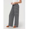 imageWomens Drawstring Waist Straight Streetwear Wide Leg Sweatpants Casual Loose Baggy Workout Long Summer PantsBlack Striped
