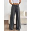 imageWomens Drawstring Waist Straight Streetwear Wide Leg Sweatpants Casual Loose Baggy Workout Long Summer PantsDark Grey
