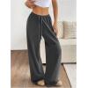 imageWomens Drawstring Waist Straight Streetwear Wide Leg Sweatpants Casual Loose Baggy Workout Long Summer PantsDark Grey