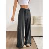 imageWomens Drawstring Waist Straight Streetwear Wide Leg Sweatpants Casual Loose Baggy Workout Long Summer PantsDark Grey