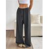 imageWomens Drawstring Waist Straight Streetwear Wide Leg Sweatpants Casual Loose Baggy Workout Long Summer PantsDark Grey