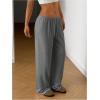 imageWomens Drawstring Waist Straight Streetwear Wide Leg Sweatpants Casual Loose Baggy Workout Long Summer PantsDeep Grey