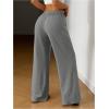 imageWomens Drawstring Waist Straight Streetwear Wide Leg Sweatpants Casual Loose Baggy Workout Long Summer PantsDeep Grey