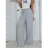 imageWomens Drawstring Waist Straight Streetwear Wide Leg Sweatpants Casual Loose Baggy Workout Long Summer PantsGrey