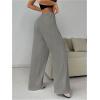 imageWomens Drawstring Waist Straight Streetwear Wide Leg Sweatpants Casual Loose Baggy Workout Long Summer PantsGrey Solid