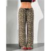 imageWomens Drawstring Waist Straight Streetwear Wide Leg Sweatpants Casual Loose Baggy Workout Long Summer PantsLeopard Brown