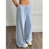 imageWomens Drawstring Waist Straight Streetwear Wide Leg Sweatpants Casual Loose Baggy Workout Long Summer PantsLight Blue