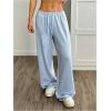 imageWomens Drawstring Waist Straight Streetwear Wide Leg Sweatpants Casual Loose Baggy Workout Long Summer PantsLight Blue