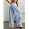 imageWomens Drawstring Waist Straight Streetwear Wide Leg Sweatpants Casual Loose Baggy Workout Long Summer PantsLight Blue