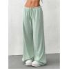 imageWomens Drawstring Waist Straight Streetwear Wide Leg Sweatpants Casual Loose Baggy Workout Long Summer PantsLight Green