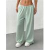 imageWomens Drawstring Waist Straight Streetwear Wide Leg Sweatpants Casual Loose Baggy Workout Long Summer PantsLight Green